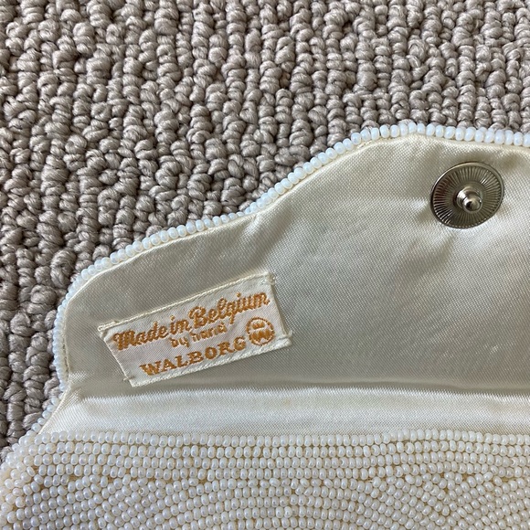 Vintage White Beaded Evening Bag Clutch - Picture 4 of 5